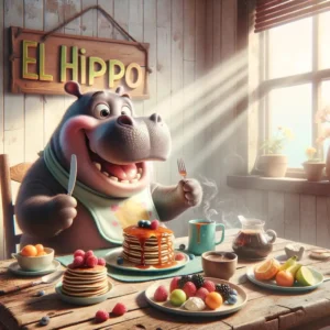 El Hippo memecoin meme having breakfast